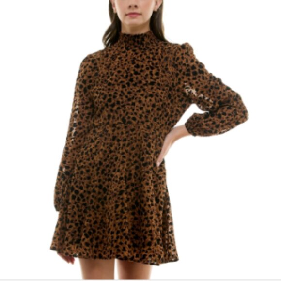 Planet Gold Juniors' Smocked Mock Neck Long-Sleeve Dress - Picture 3 of 4